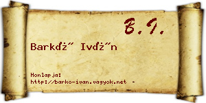 Barkó Iván névjegykártya