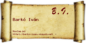 Barkó Iván névjegykártya